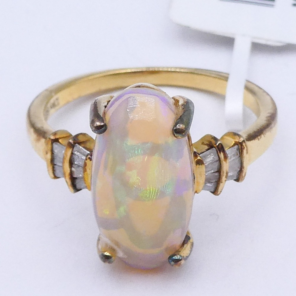 Diamond Welo Opal 18k Gold Over Sterling Silver 3.15 ctw Women's Sz 9 Ring